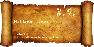 Wittner Ince névjegykártya